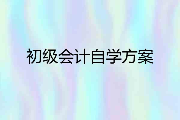 初级会计自学方案