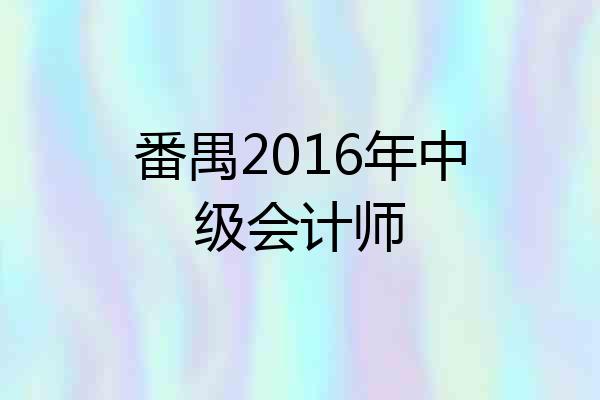 番禺2016年中级会计师