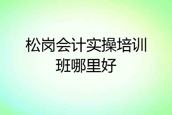 松岗会计实操培训班哪里好