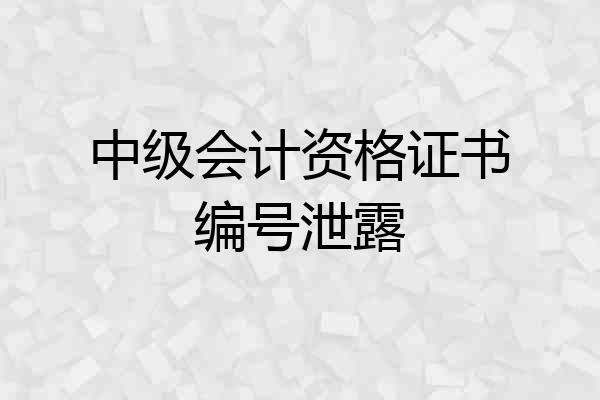 中级会计资格证书编号泄露