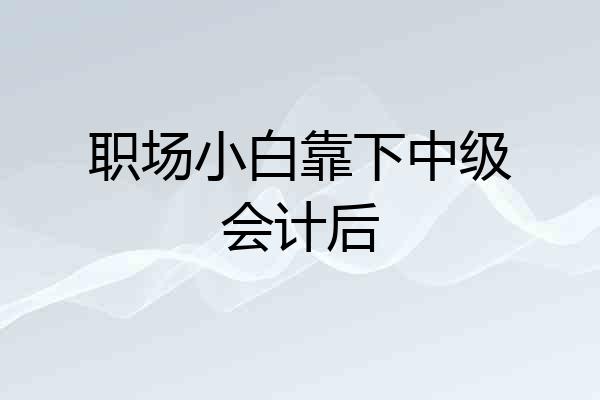 职场小白靠下中级会计后