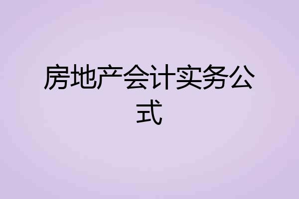 房地产会计实务公式