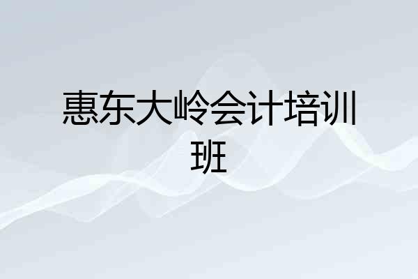 惠东大岭会计培训班