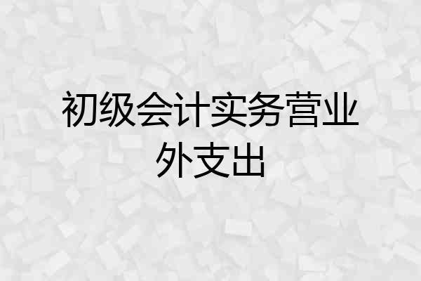 初级会计实务营业外支出