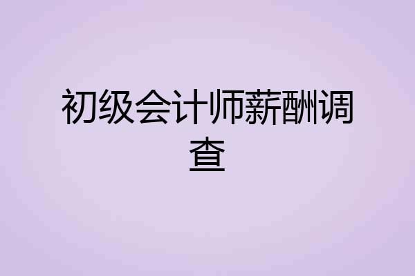 初级会计师薪酬调查