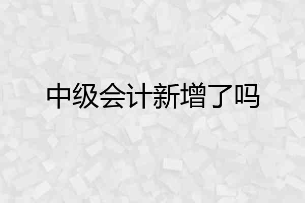 中级会计新增了吗