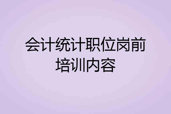 会计统计职位岗前培训内容
