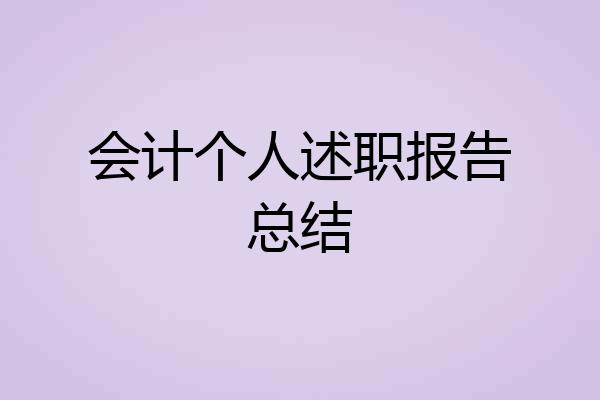 会计个人述职报告总结