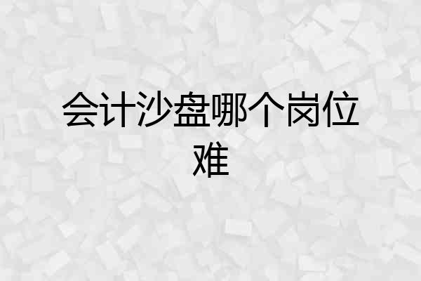 会计沙盘哪个岗位难