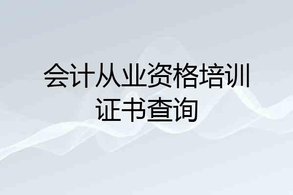会计从业资格培训证书查询