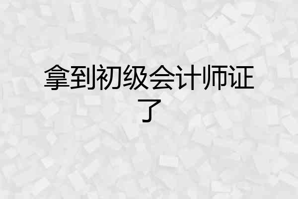 拿到初级会计师证了