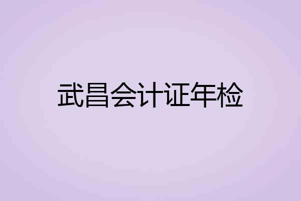 武昌会计证年检