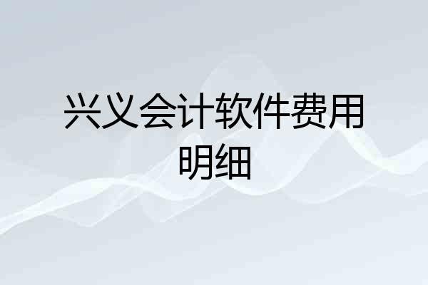 兴义会计软件费用明细