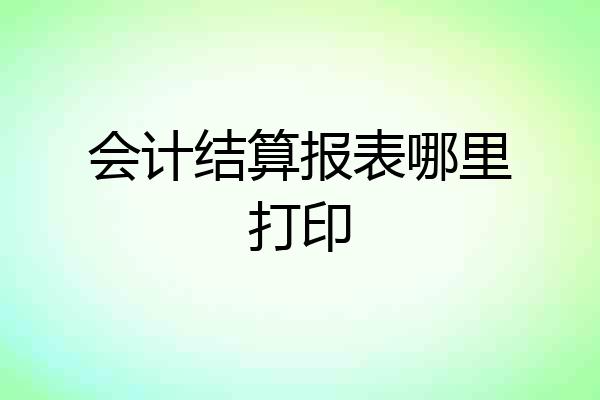 会计结算报表哪里打印