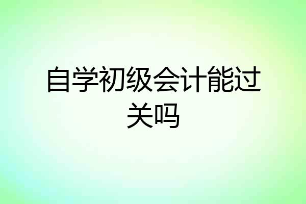 自学初级会计能过关吗