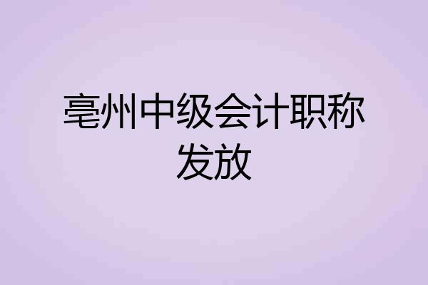 亳州中级会计职称发放