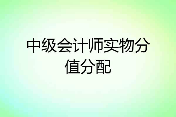 中级会计师实物分值分配
