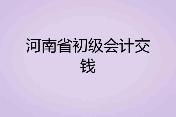 河南省初级会计交钱