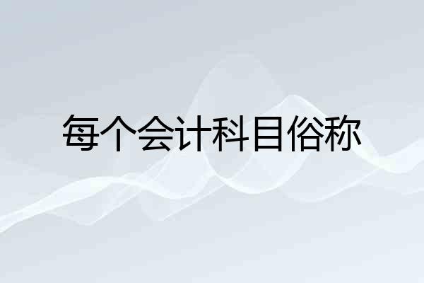 每个会计科目俗称