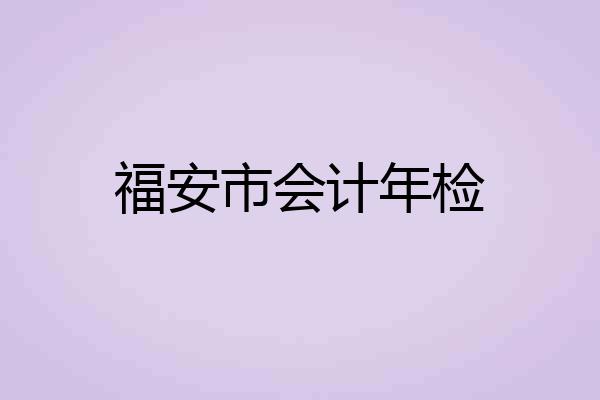 福安市会计年检