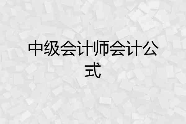 中级会计师会计公式