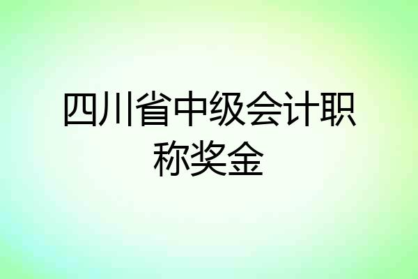 四川省中级会计职称奖金
