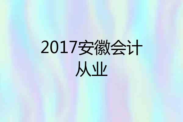2017安徽会计从业