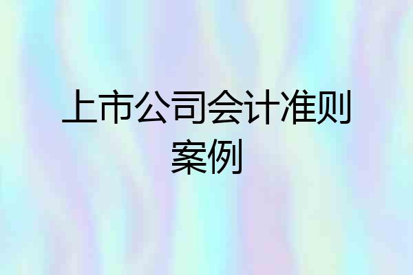 上市公司会计准则案例