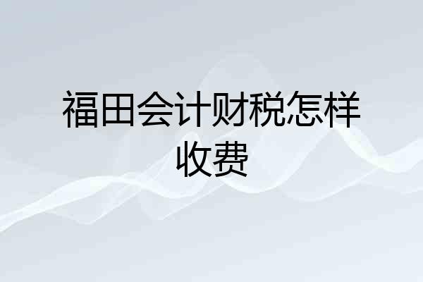 福田会计财税怎样收费