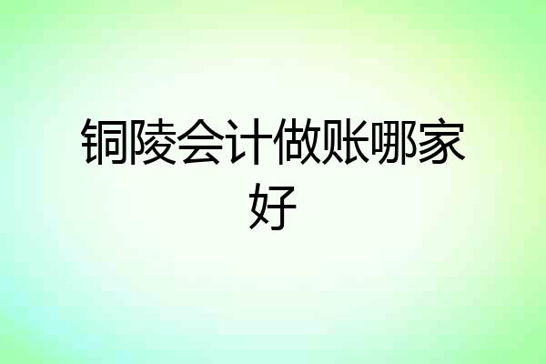 铜陵会计做账哪家好
