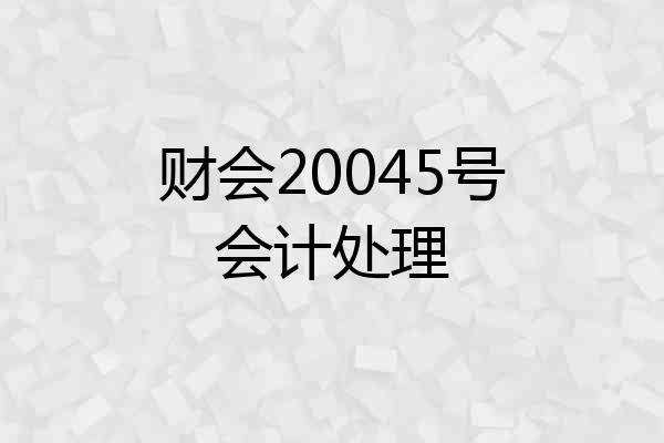 财会20045号会计处理
