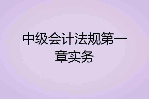 中级会计法规第一章实务