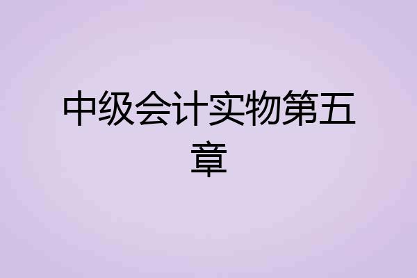 中级会计实物第五章