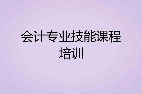 会计专业技能课程培训