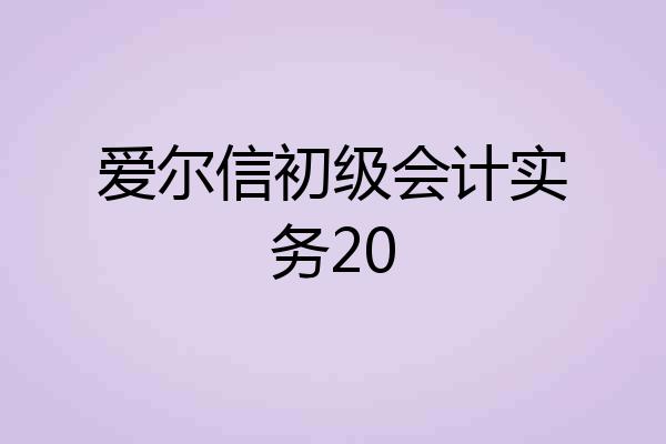 爱尔信初级会计实务20