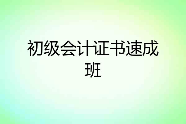 初级会计证书速成班