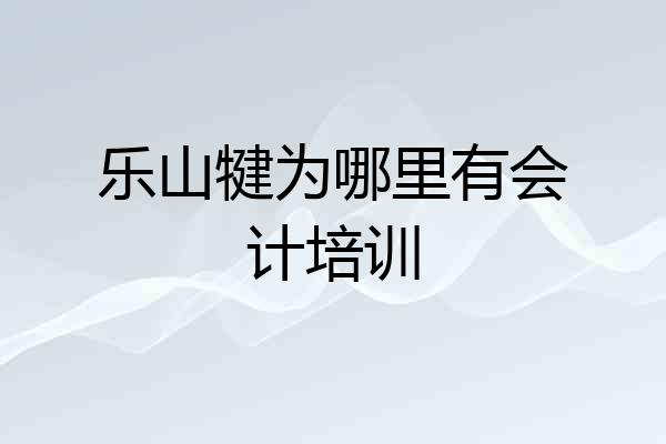 乐山犍为哪里有会计培训