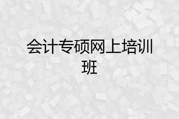 会计专硕网上培训班