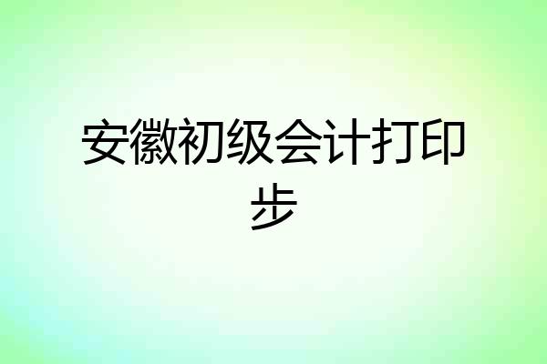 安徽初级会计打印步