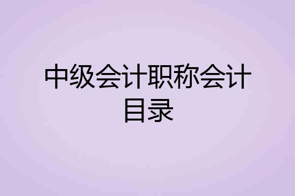 中级会计职称会计目录