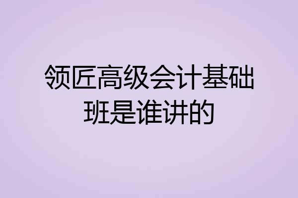 领匠高级会计基础班是谁讲的