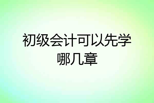 初级会计可以先学哪几章