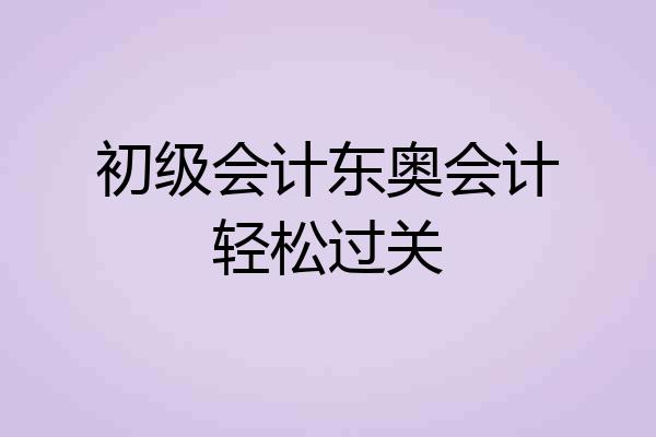 初级会计东奥会计轻松过关