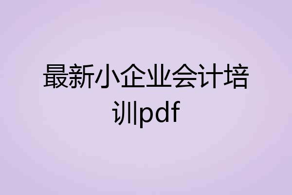 最新小企业会计培训pdf