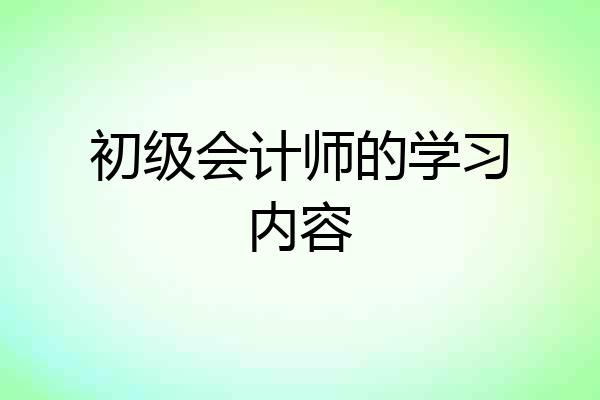 初级会计师的学习内容