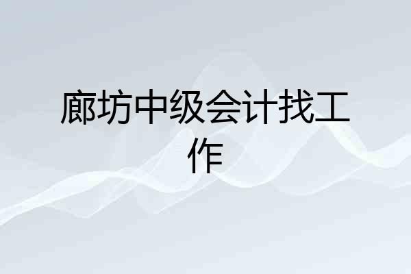 廊坊中级会计找工作