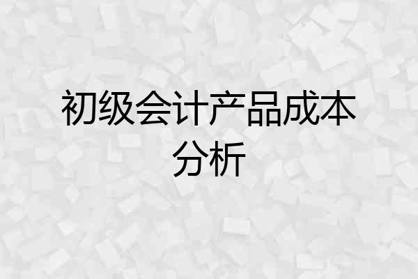 初级会计产品成本分析