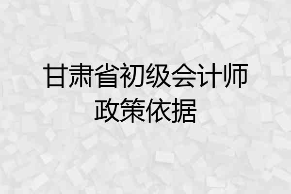 甘肃省初级会计师政策依据