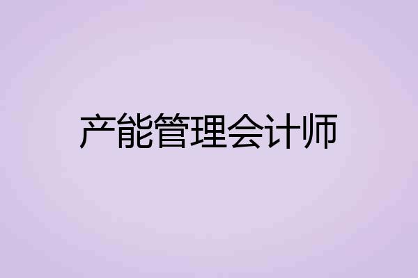产能管理会计师