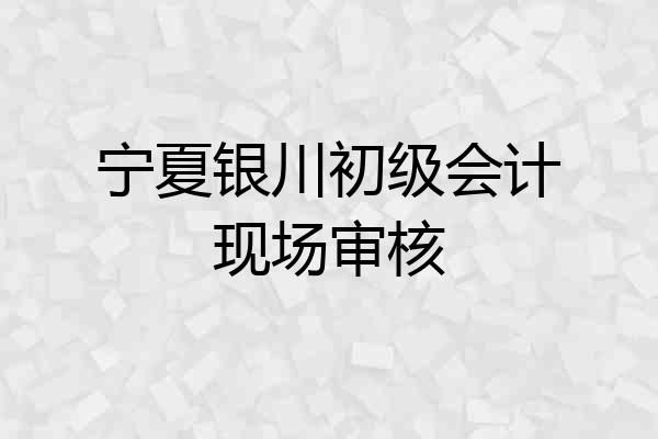 宁夏银川初级会计现场审核